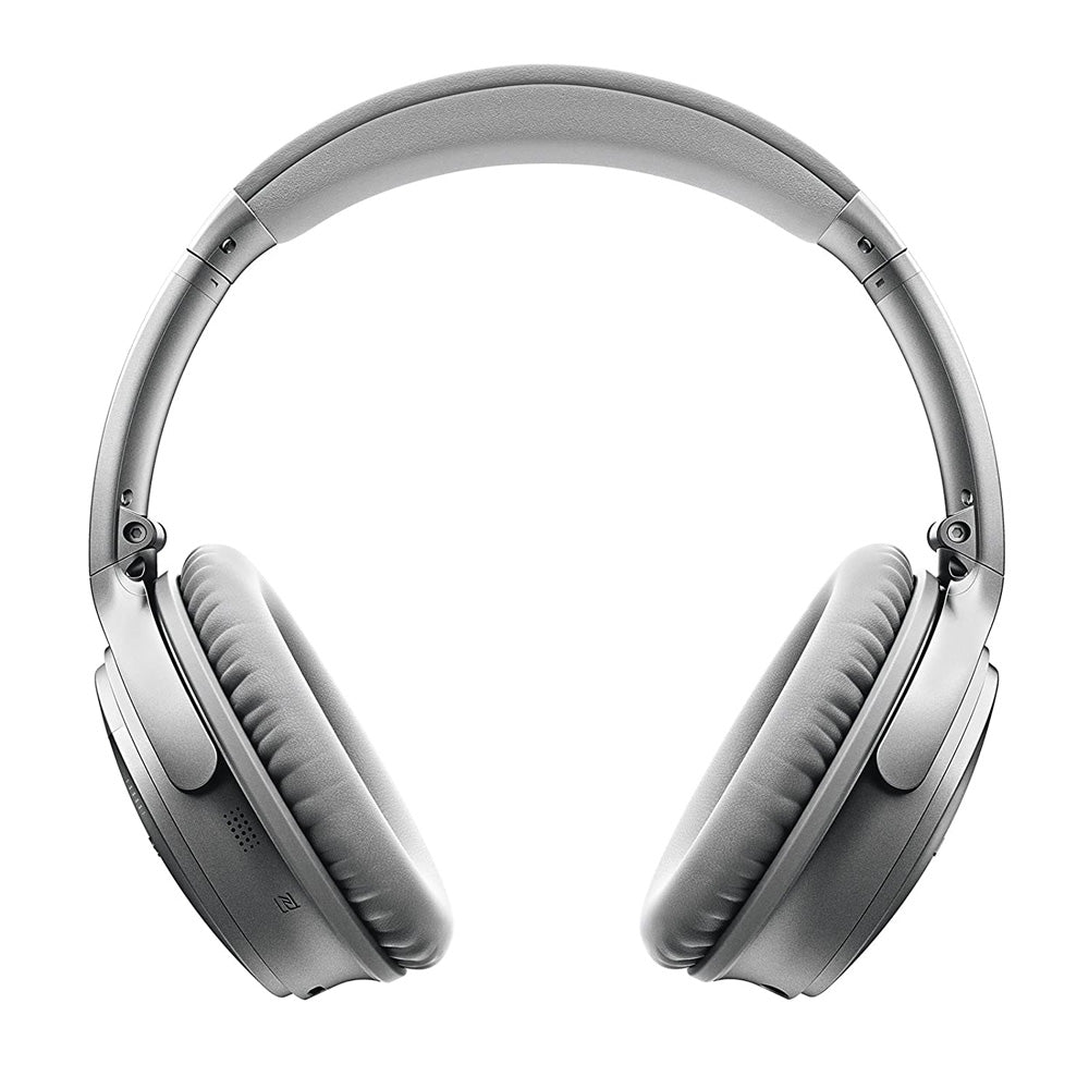 (Pre-Owned, Fair) Bose QuietComfort 35 (QC 35) Wireless Bluetooth Headphones With ANC (Active Noise Cancellation) (Silver, Black) (With New Headband and Ear Cushion)