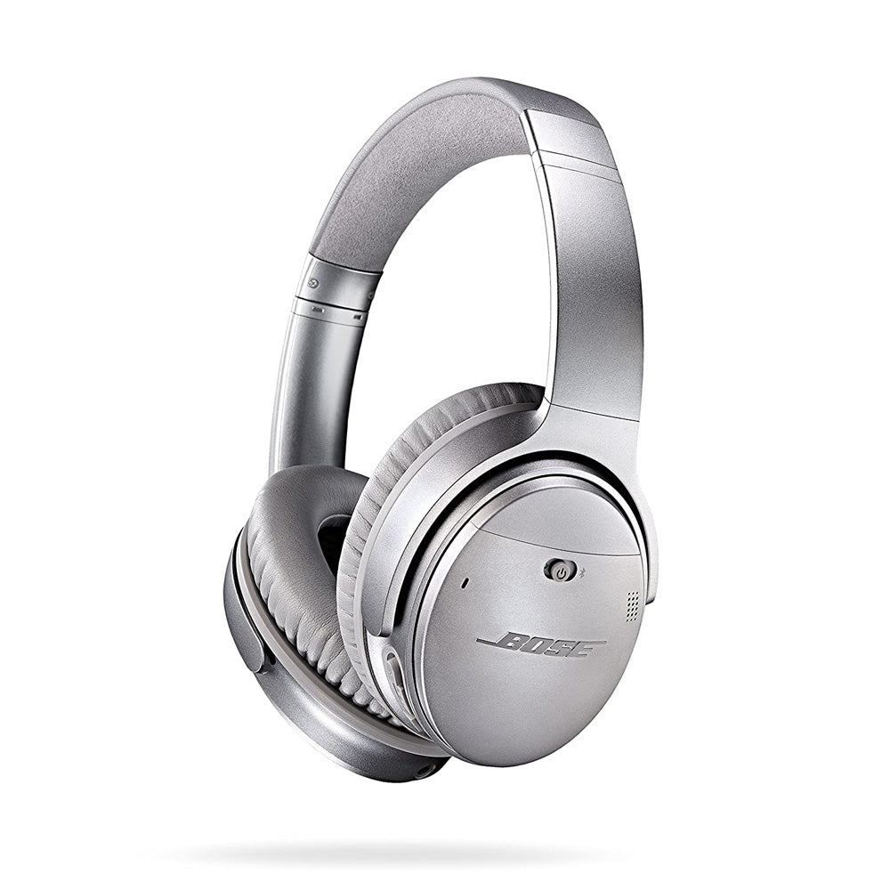 (Pre-Owned, Fair) Bose QuietComfort 35 (QC 35) Wireless Bluetooth Headphones With ANC (Active Noise Cancellation) (Silver, Black) (With New Headband and Ear Cushion)