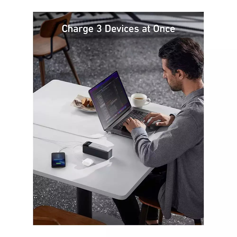 (Open Box Condition) Anker 737 PowerCore 24K Power Bank, 24,000mAh 3-Port Portable Charger with 140W Output, Smart Color LCD Display (Gray) (90 Days Warranty)