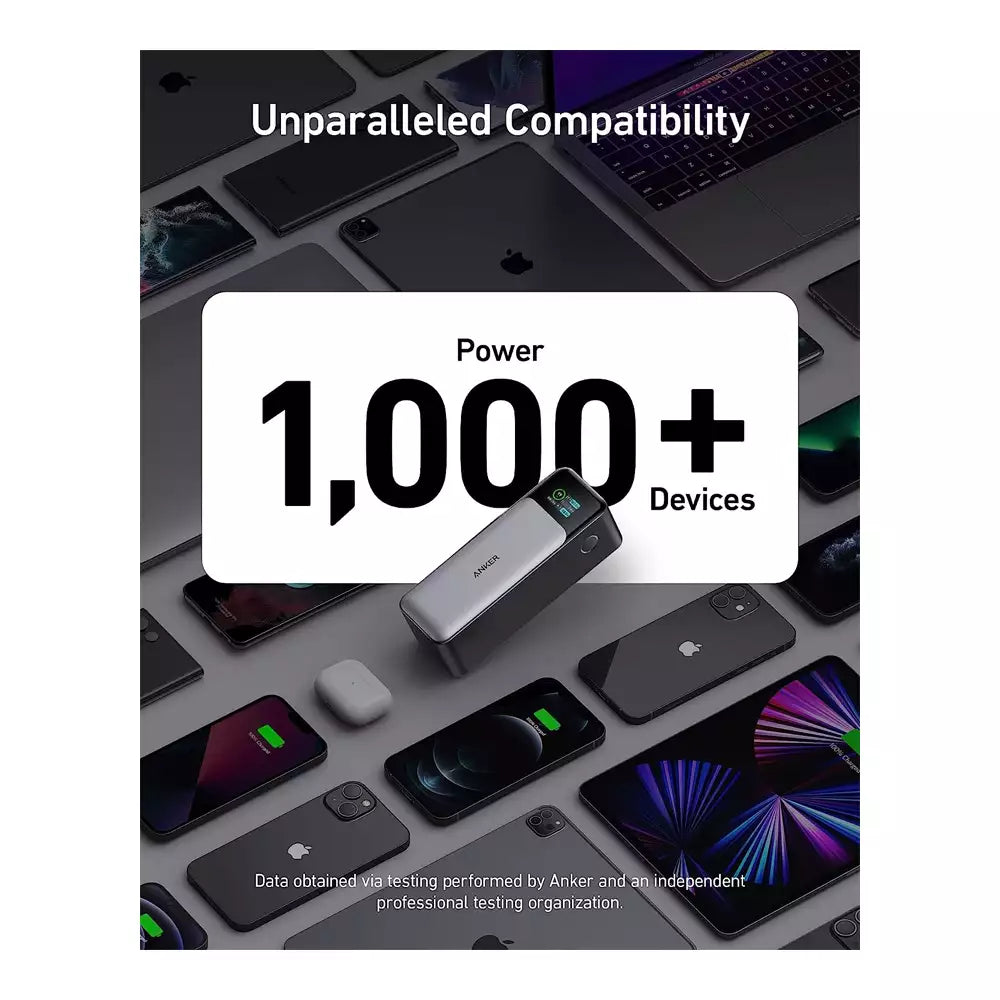 (Open Box Condition) Anker 737 PowerCore 24K Power Bank, 24,000mAh 3-Port Portable Charger with 140W Output, Smart Color LCD Display (Gray) (90 Days Warranty)