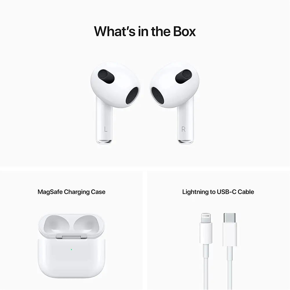 (Pre-Owned, Fair) Apple AirPods (3rd Generation) Wireless Bluetooth True Wireless Earphones With Charging Case (White)(Visible Scratches and Marks)