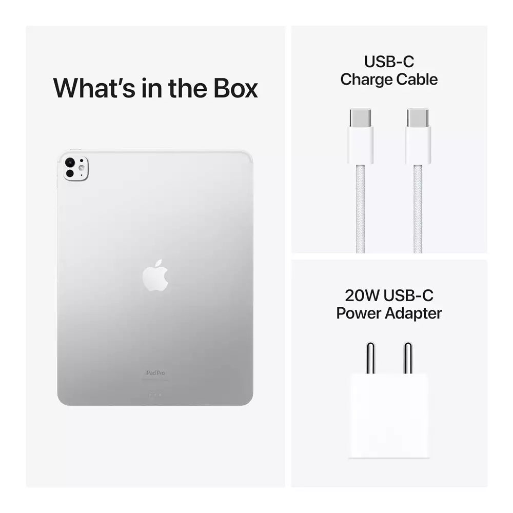 (Open Box) Apple iPad Pro 13" With M4 and 120Hz Tandem OLED Display (256GB, Wi-Fi Only) (Silver) + High Quality Cover Case. (Warranty Till 18th April 2026)
