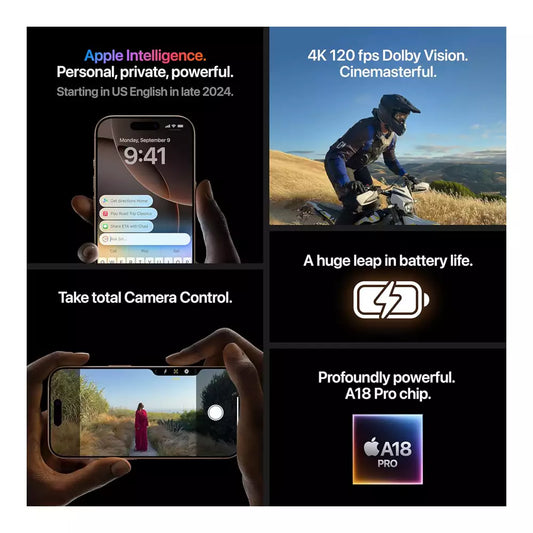 (Pre-Owned, Excellent) iPhone 16 Pro (Desert Titanium) (90 Days Warranty) + 20W Power Adapter