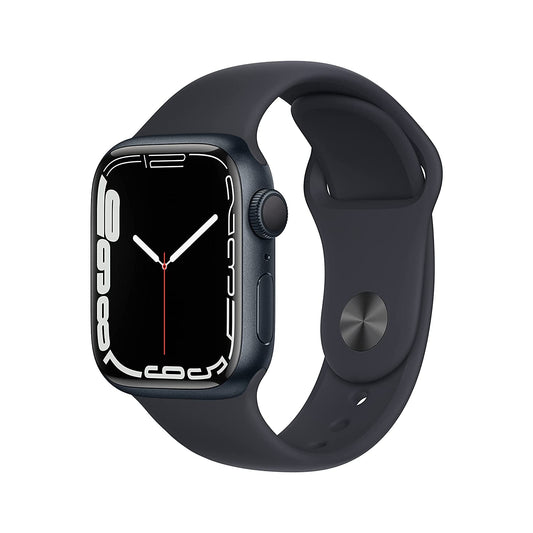 (Pre-Owned) Apple Watch Series 7 (GPS, 45mm) - Midnight Aluminium Case with Midnight Sport Band (Black, Blue)