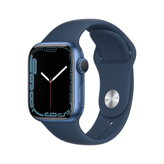 (Pre-Owned) Apple Watch Series 7 (GPS, 41mm) - Aluminium Case with Blue Sport Band (Blue, Gray, Silver)