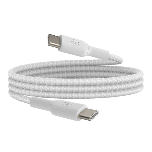 (Open Box) Belkin USB-C to C 60W Braided Fast Charge USB Cable (Braided) (White)