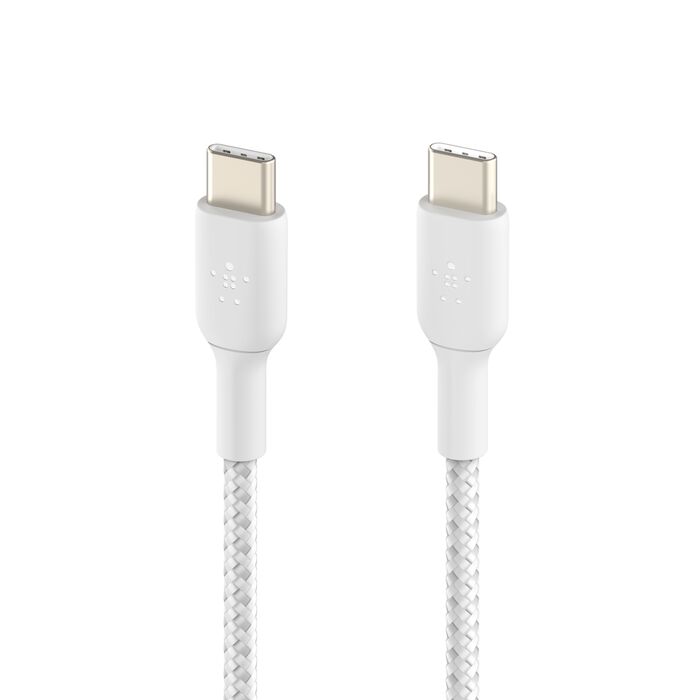 (Open Box) Belkin USB-C to C 60W Braided Fast Charge USB Cable (Braided) (White)
