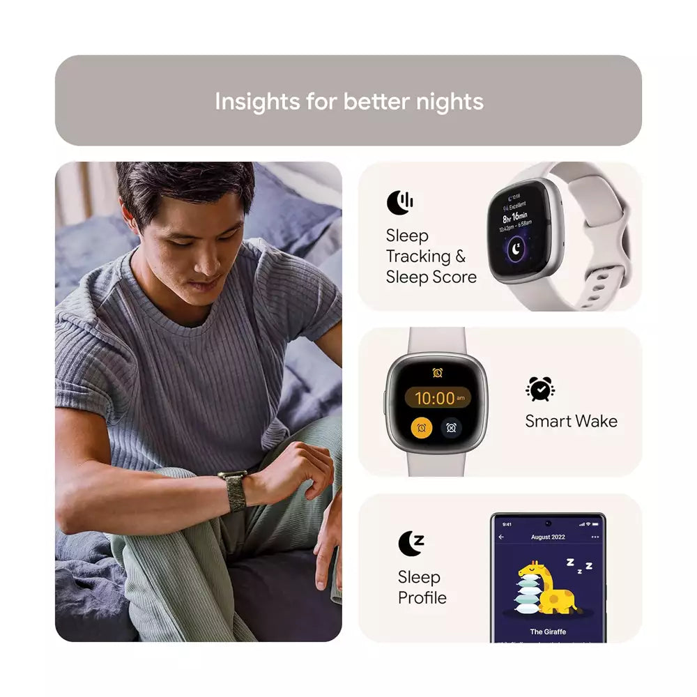 (Open Box) Fitbit Sense 2 Smartwatch Watch For Health and Fitness (With GPS) (Lunar White/Platinum Aluminium, Blue Mist/Soft Gold Aluminium) (90 Days Warranty)