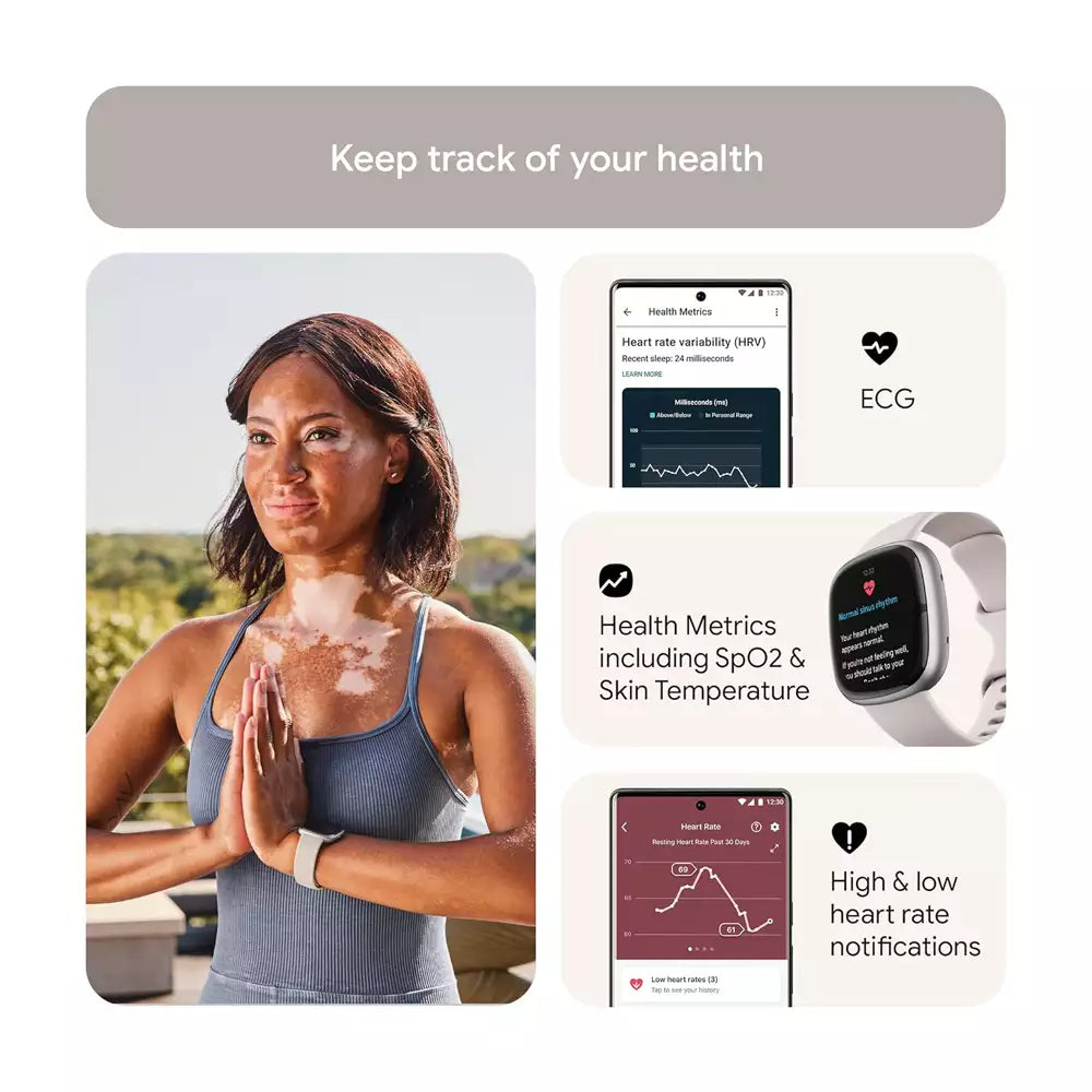 (Open Box) Fitbit Sense 2 Smartwatch Watch For Health and Fitness (With GPS) (Lunar White/Platinum Aluminium, Blue Mist/Soft Gold Aluminium) (90 Days Warranty)