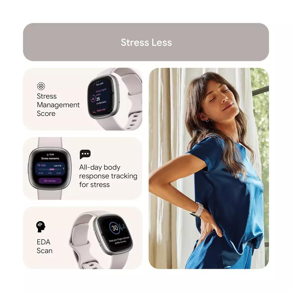 (Open Box) Fitbit Sense 2 Smartwatch Watch For Health and Fitness (With GPS) (Lunar White/Platinum Aluminium, Blue Mist/Soft Gold Aluminium) (90 Days Warranty)