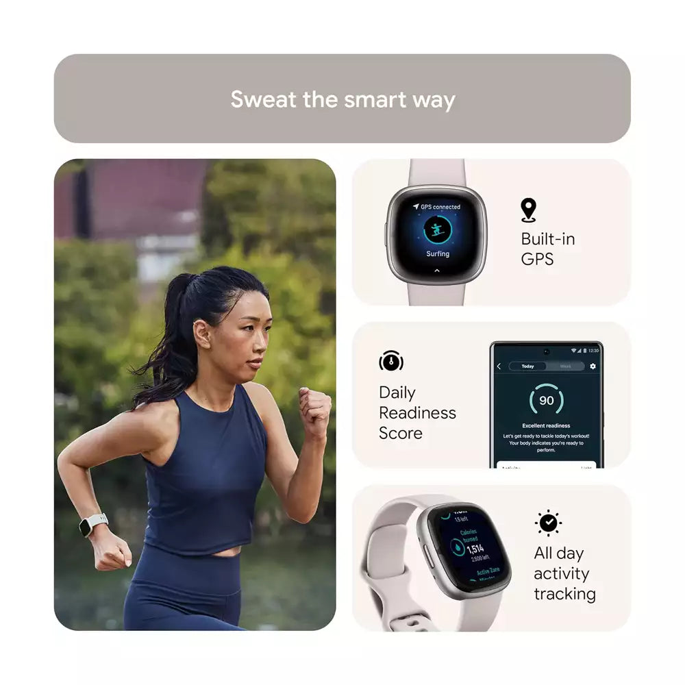 (Open Box) Fitbit Sense 2 Smartwatch Watch For Health and Fitness (With GPS) (Lunar White/Platinum Aluminium, Blue Mist/Soft Gold Aluminium) (90 Days Warranty)