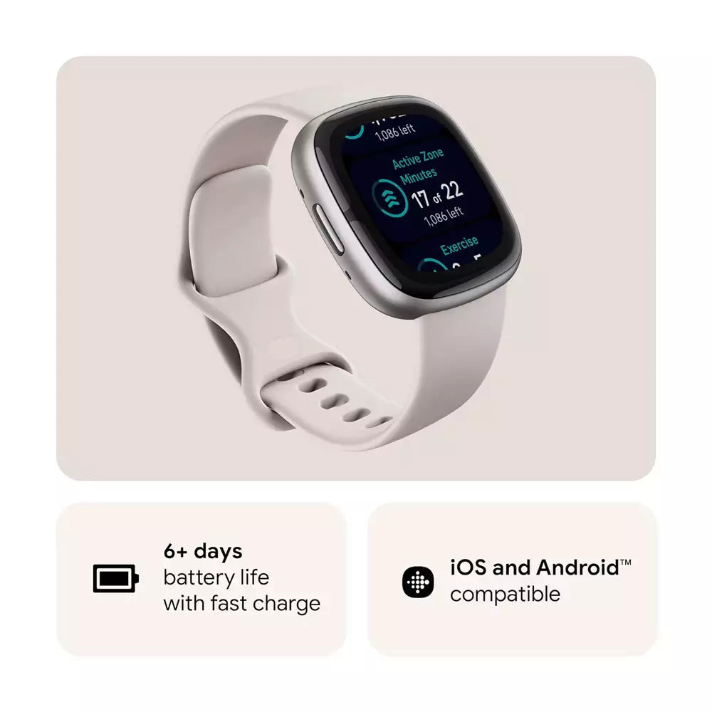 (Open Box) Fitbit Sense 2 Smartwatch Watch For Health and Fitness (With GPS) (Lunar White/Platinum Aluminium, Blue Mist/Soft Gold Aluminium) (90 Days Warranty)