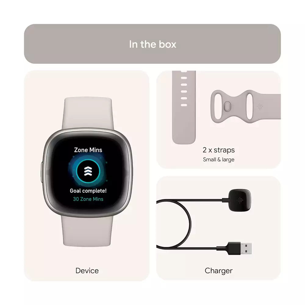 (Open Box) Fitbit Sense 2 Smartwatch Watch For Health and Fitness (With GPS) (Lunar White/Platinum Aluminium, Blue Mist/Soft Gold Aluminium) (90 Days Warranty)