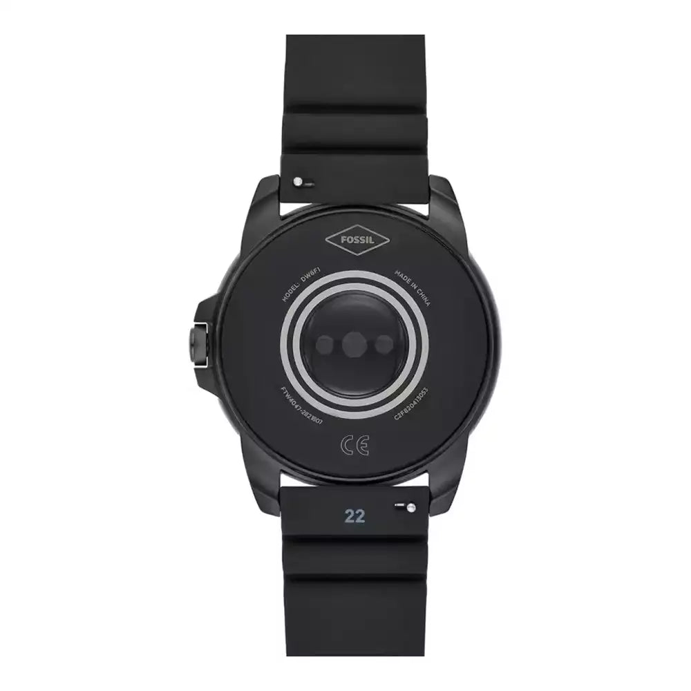 (Pre-Owned, Very Good) Fossil Gen 5E Stainless Steel HR Touchscreen For Men, Smartwatch, Music Storage and Smartphone Notifications (Leather Strap) (Black) (45 Days Warranty)