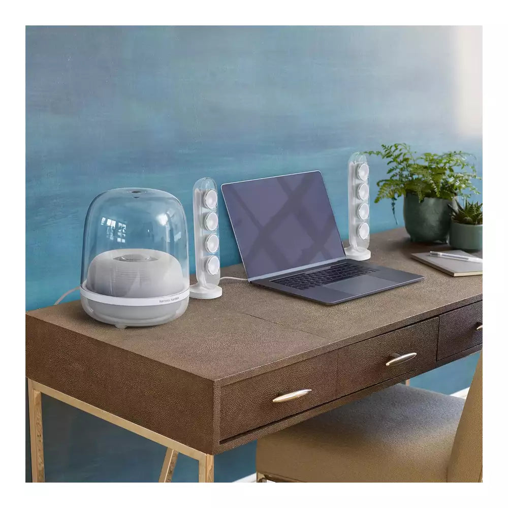 (Pre-Owned, Excellent) Harman Kardon Soundsticks 4 Wireless Bluetooth Speaker With Ambient Light Effect and Powerful Sound (White) (6 Months Warranty)