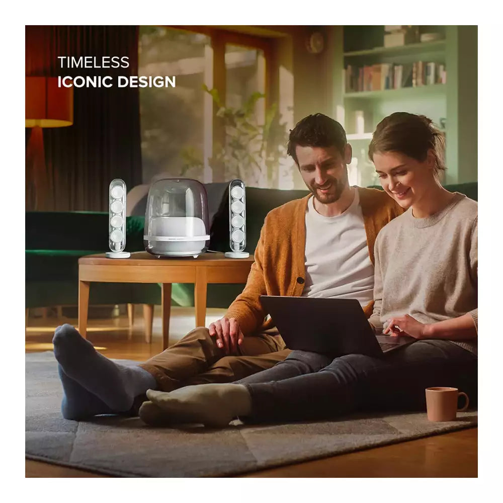 (Pre-Owned, Excellent) Harman Kardon Soundsticks 4 Wireless Bluetooth Speaker With Ambient Light Effect and Powerful Sound (White) (6 Months Warranty)