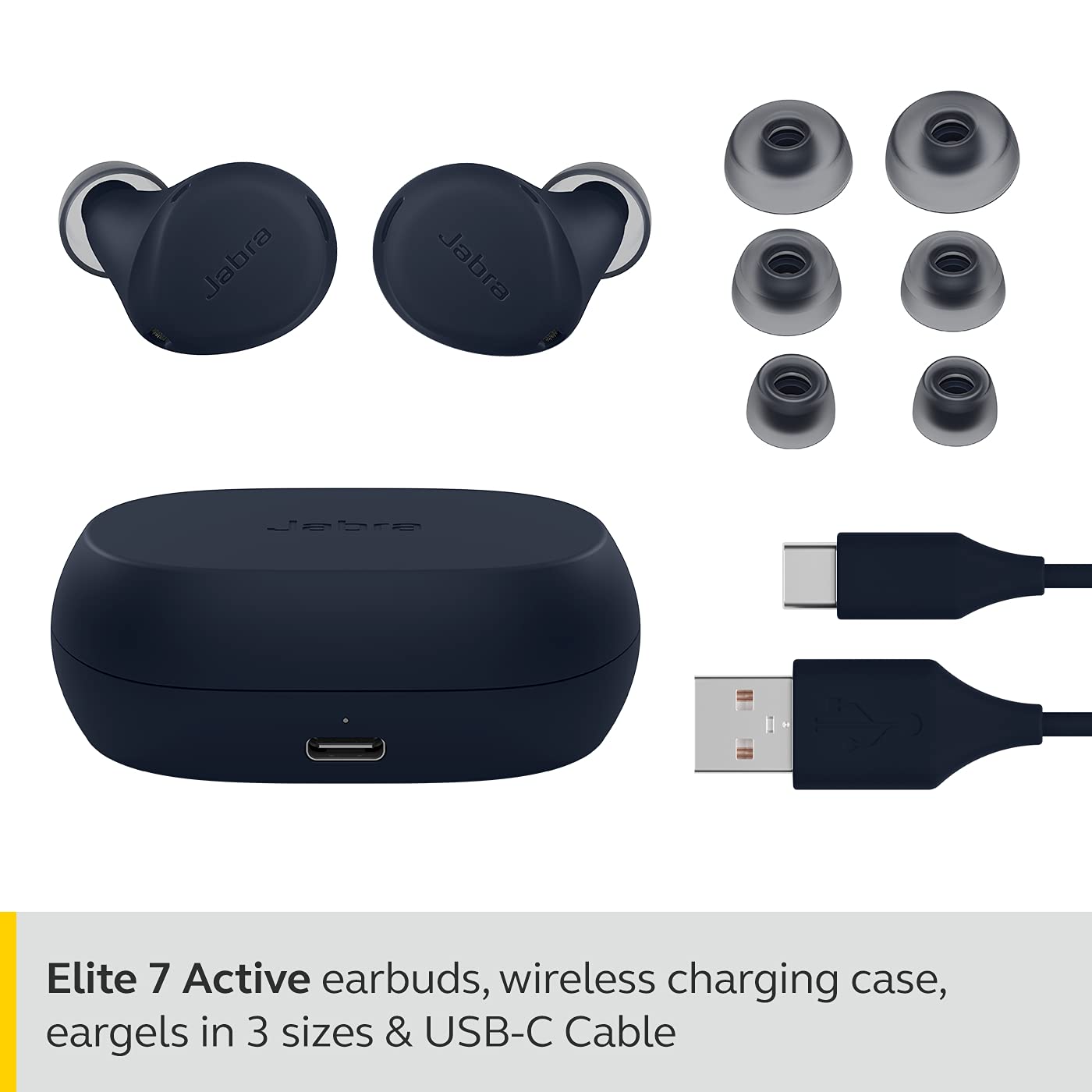 (Open Box Condition) Jabra Elite 7 Active in-Ear Bluetooth True Wireless Waterproof Sports Earbuds with Active Noise Cancellation, Multi-Device connectivity (Black, Blue) (60 Days Warranty)