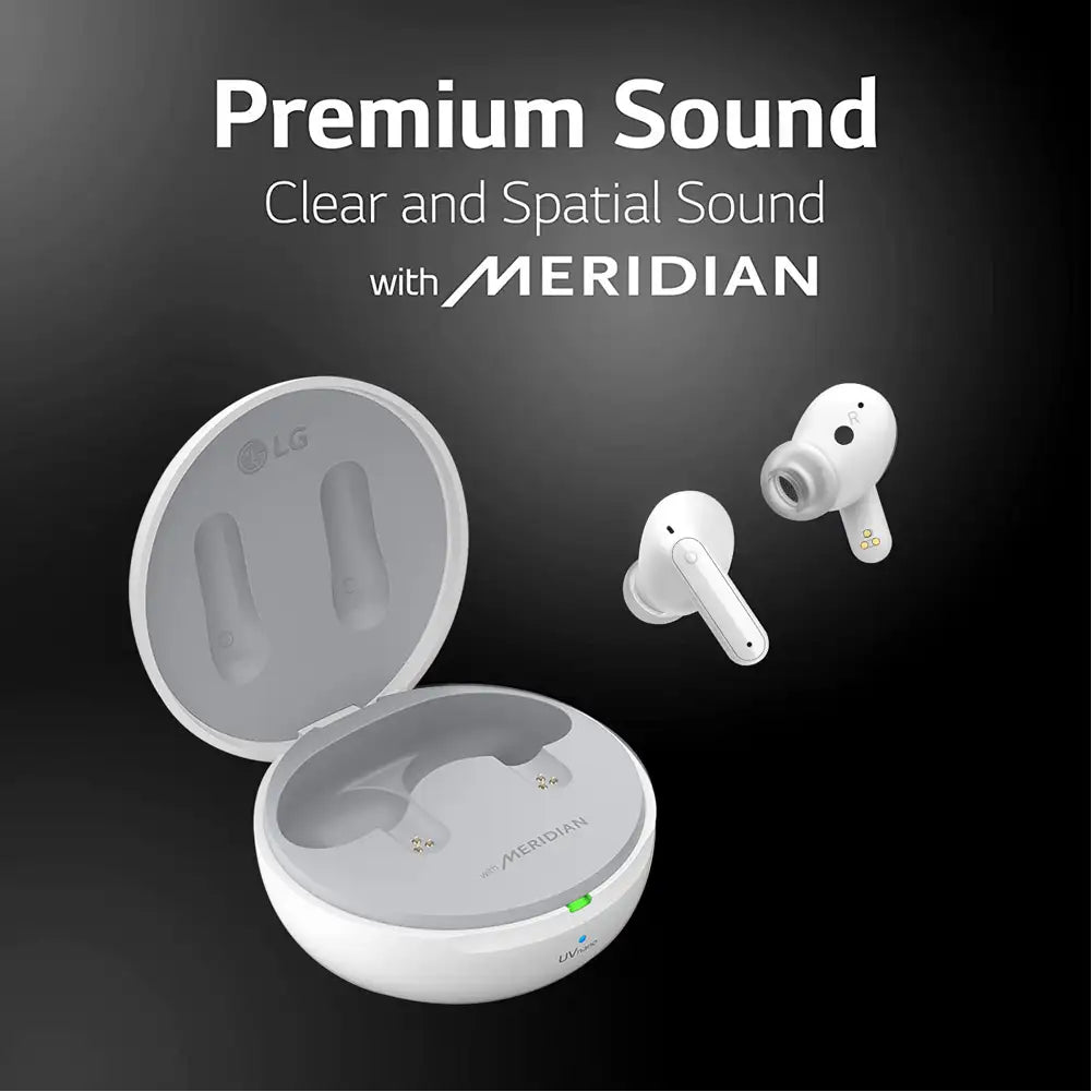 (Open Box) LG TONE FP6W Active Noise Cancelling Earphones, 22 Hrs Battery, UV Nano Case, 3D Sound True Wireless Bluetooth Earphones (White) (90 Days Warranty)