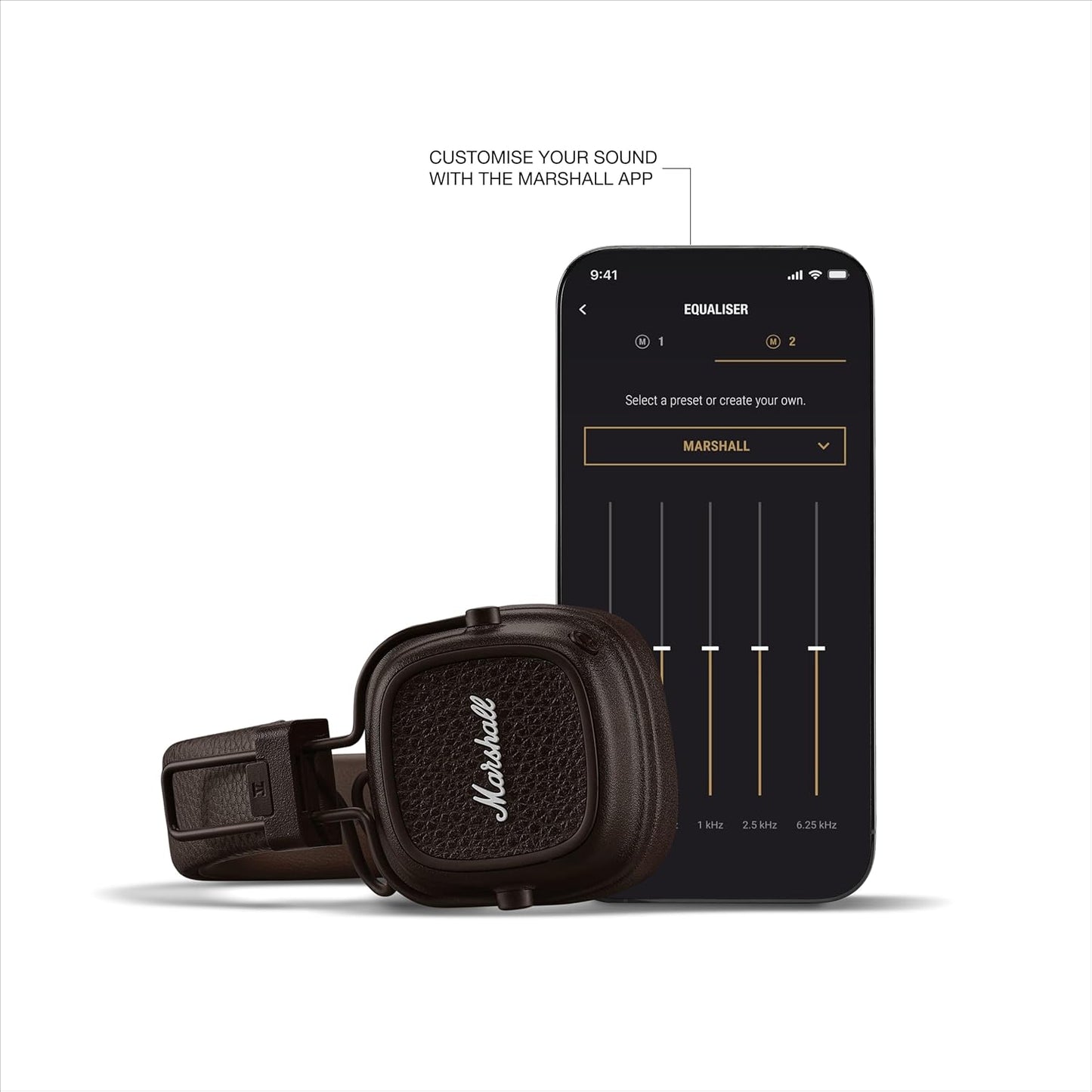 (Pre-Owned, Good) Marshall Major V (Major 5) Wireless Bluetooth Headphones (Brown) (60 Days Warranty)