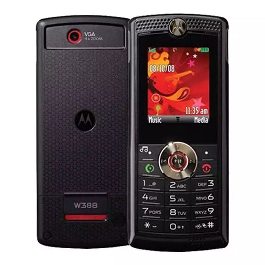 (Open Box Condition) Motorola W388 Stylish Bar Music Phone With Headset (Black) + Original Retail Box and Accessories
