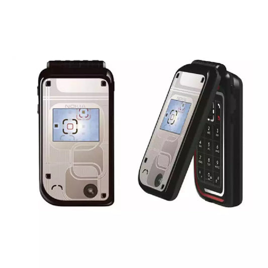 (Pre-Owned, Works With Vi, Very Good) Nokia 7270 Flip Phone With Unique Design and Dual Screen (Black and Red) (60 Days Warranty)