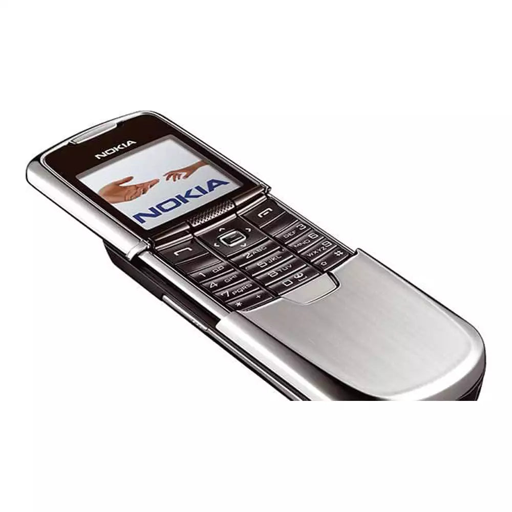 (Pre-Owned, Good) Nokia 8800 Classic 2005, Stainless Steel Slider Phone (Chrome and Black) (60 Days Warranty) (With New Battery)