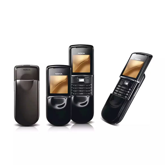 (Pre-Owned, Good) Nokia 8800 Sirocco Black Premium Stainless Steel Slider Phone (With New Battery) (Black) (120 Days Warranty) (Faded Screen Due to Age)