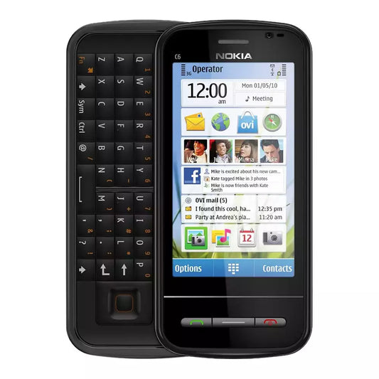 (Pre-Owned, Good) Nokia C6-00 Symbian Smartphone With Slide-Out QWERTY Keyboard, 5MP Camera, Wi-Fi and  3G (FM Radio) (Black) + Sony WI-C300 Bluetooth Earphones (60 Days Warranty)