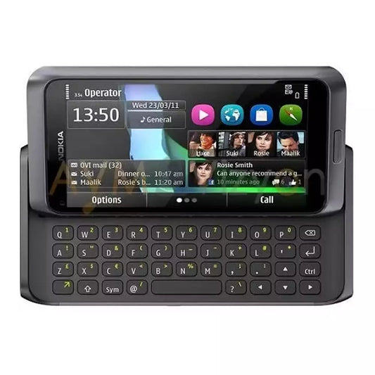 (Pre-Owned, Excellent) Nokia E7 Phone with Touchscreen, QWERTY Keyboard, 8 MP Camera (FM Radio) (16 GB) (Gray) (120 Days Warranty) (With New Housing)