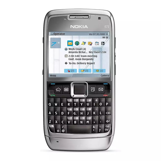 (Pre-Owned, Very Good) Nokia E71, 3.2MP Camera, QWERTY Keyboard (Black) (FM Radio) (60 Days Warranty)