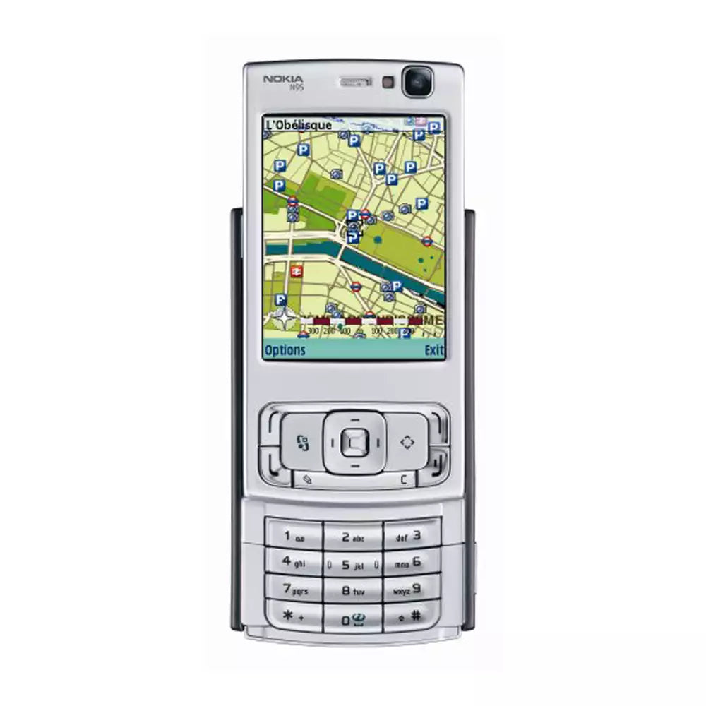 (Pre-Owned, Excellent) Nokia N95 With 5MP Autofocus Carl Zeiss Camera (Silver/Burgundy) (With New Housing) (90 Days Warranty)