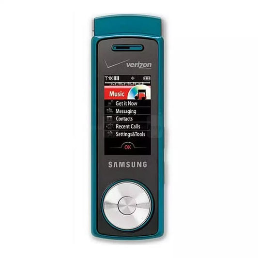 (Pre-Owned, Good) Samsung Juke Flip-Out Style Music Phone With Scroll Wheel Navigation (2GB) (Blue) (No SIM Slot)