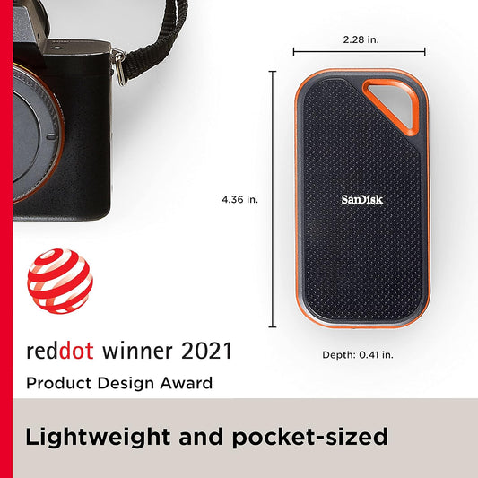(Open Box) Sandisk Extreme Pro 1TB Portable External SSD, Up to 2000MB/s, USB-C, IP65 Water & Dust Resistant, 3m Drop Protection, Metal Enclosure, PC, Mac & Smartphone Compatible (1TB) (48 Months Warranty)