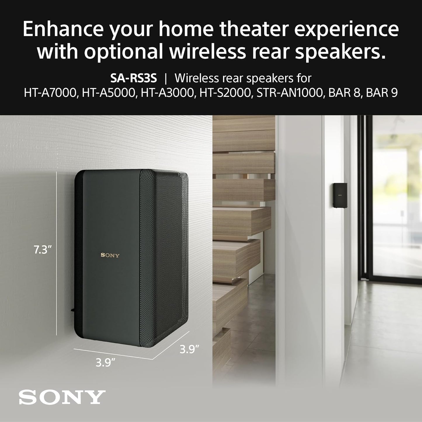 (Open Box Condition) Sony SA-RS3S 100 W Wireless Rear Speakers For Sony Soundbars and Speakers (4 Months Warranty)