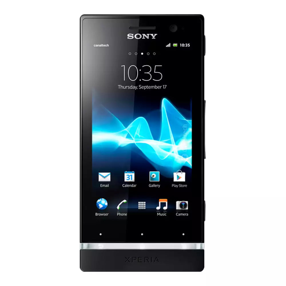 (Pre-Owned, Fair) Sony Xperia U Android Smartphone With Light Bar (Black) (Visible Scratches, Scuffs and Other Signs of Usage)