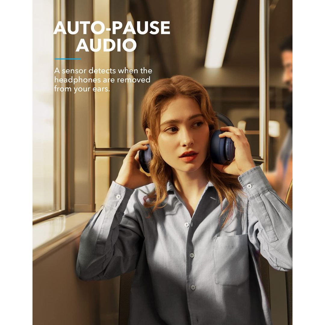 (Open Box) Soundcore By Anker Life Q35 Bluetooth Wireless On Ear Headphones With Targeted Active Noise Cancellation,Mic (Blue, Biege) (6 Months Warranty)