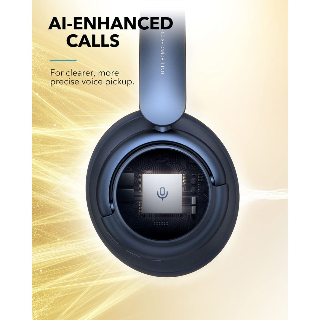 (Open Box) Soundcore By Anker Life Q35 Bluetooth Wireless On Ear Headphones With Targeted Active Noise Cancellation,Mic (Blue, Biege) (6 Months Warranty)