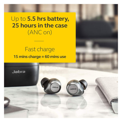 (Open Box Condition) Jabra Elite 85t True Wireless Earbuds- Advanced Active Noise Cancellation with Long Battery Life and Powerful Speakers, Wireless Charging Case (Titanium Black, Copper) (60 Days Warranty)