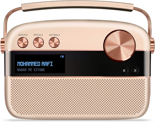 (Open Box) Saregama Carvaan (Sound by Harman/Kardon) with 5000 Preloaded Hindi Songs, FM/BT/AUX (Rose Gold) (3 Months Warranty)