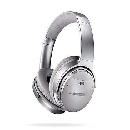 (Pre-Owned, Fair) Bose QuietComfort 35 (QC 35) Wireless Bluetooth Headphones With ANC (Active Noise Cancellation) (Silver, Black) (With New Headband and Ear Cushion)