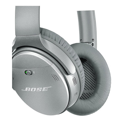 (Pre-Owned, Fair) Bose QuietComfort 35 (QC 35) Wireless Bluetooth Headphones With ANC (Active Noise Cancellation) (Silver, Black) (With New Headband and Ear Cushion)