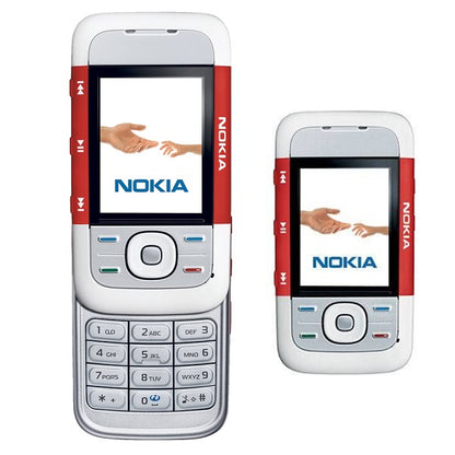 (Pre-Owned, Excellent) Nokia 5300 XpressMusic Slider Phone (White and Red) (With New Housing) (90 Day Warranty)