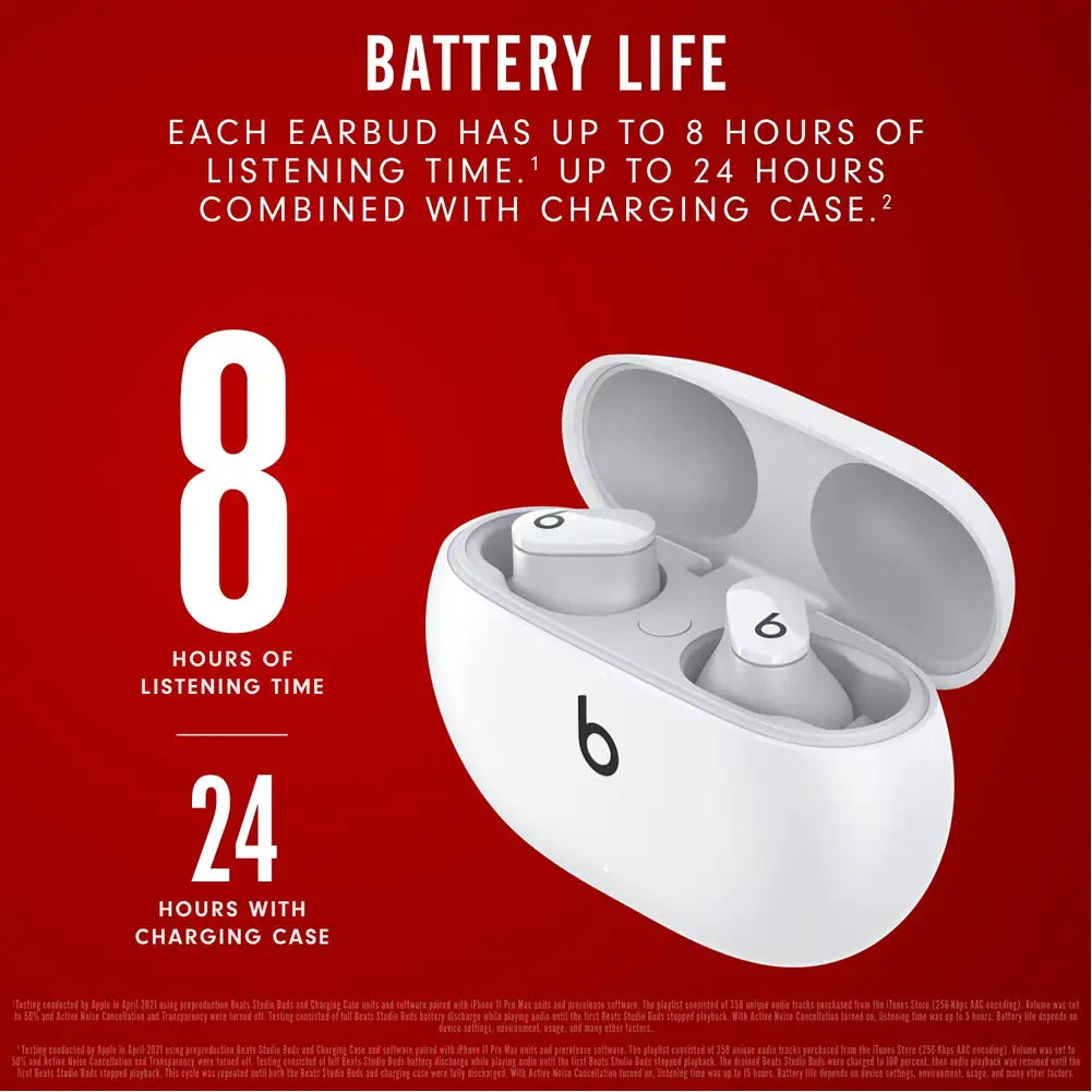 (Open Box) Beats Studio Buds Bluetooth Truly Wireless Active Noise Cancelling (ANC) in Ear Earbuds with Mic (Black, Red) (60 Days Warranty)