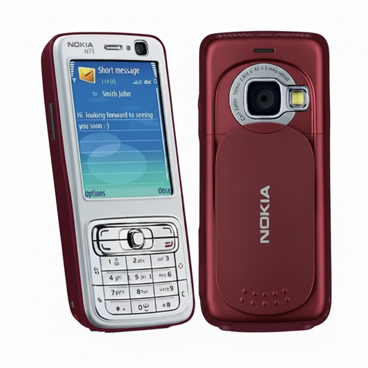 (Pre-Owned, Good) Nokia N73 Symbian Mobile Phone With 3.2 MP Carl Zeiss Camera, Stereo Speakers (Red) (60 Days Warranty)