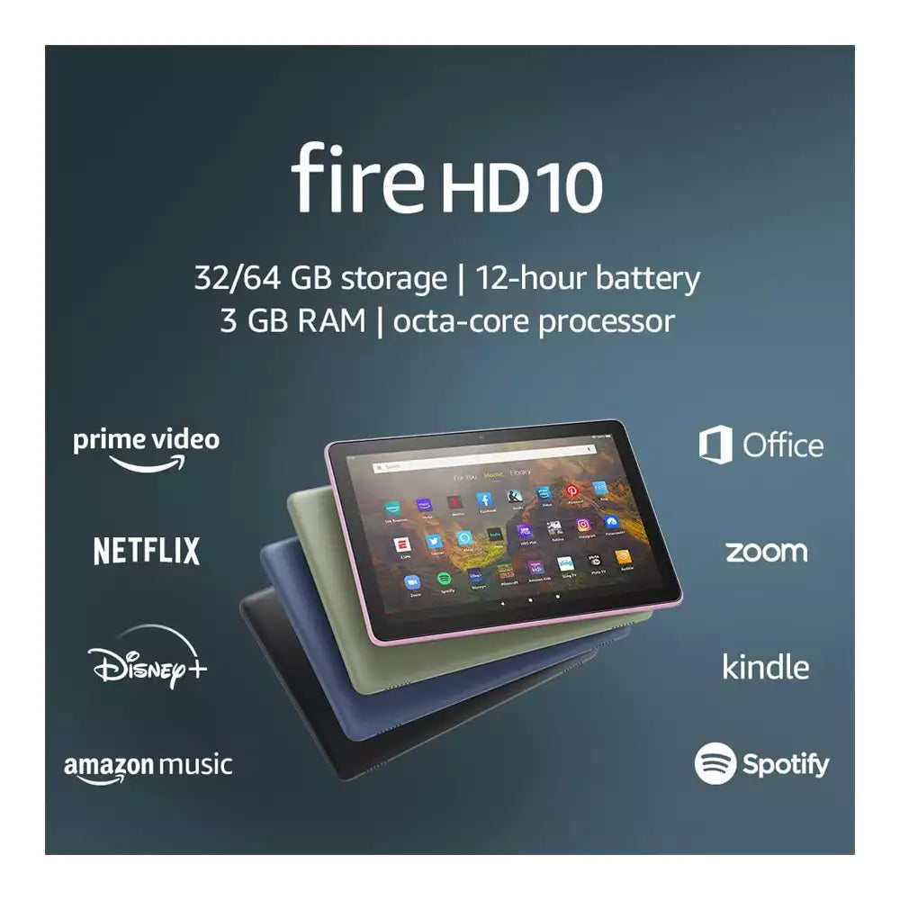 (Pre-Owned, Fair) Amazon Fire HD 10 tablet, 10.1", 1080P (2021) (3GB, 32GB) (Green) (90 Days Warranty)