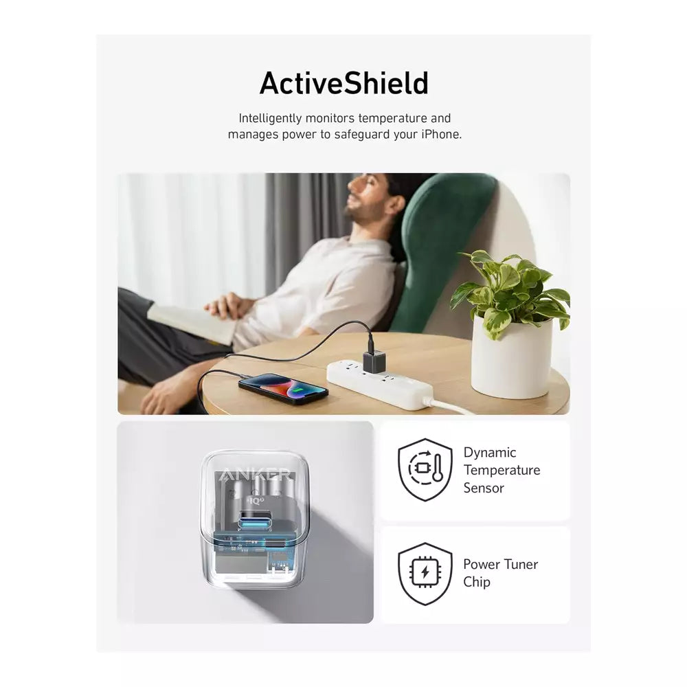 (Pre-Owned, Very Good) Anker Nano 20W Charger Charger For iPhones, Smartch Watch and Other Smartphones, Power Delivery Standard (White) + USB-C to C Cable. (60 Days Warranty)