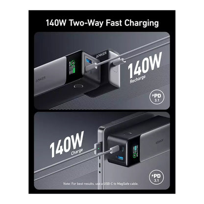 (Open Box Condition) Anker 737 PowerCore 24K Power Bank, 24,000mAh 3-Port Portable Charger with 140W Output, Smart Color LCD Display (Gray) (90 Days Warranty)