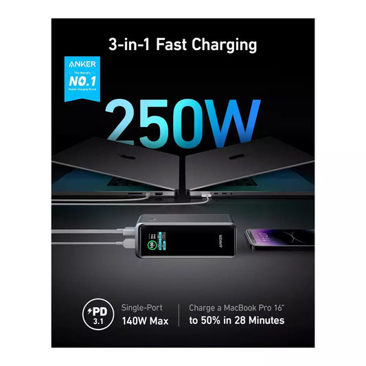 (Pre-Owned, Very Good) Anker Prime 250W Power Bank (27,650 mAh) 3-Port, Compatible With Smartphones, Laptops and Other Devices, App Support (60 Days Warranty)