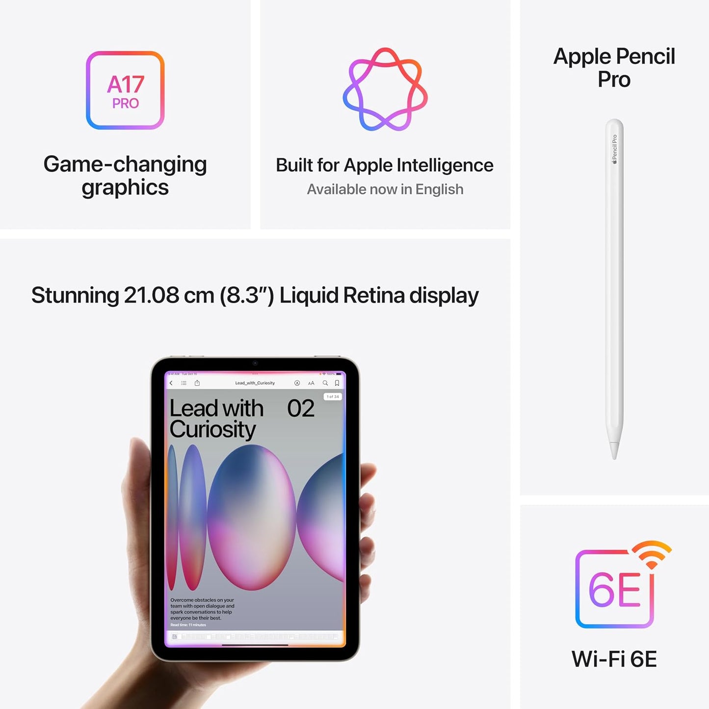 (Open Box Condition) Apple iPad Mini 7th Generation (128GB) (Wi-Fi Only) (Gray) (Warranty till 3rd June 2027)