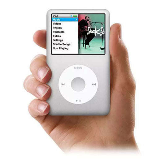 (Open Box Condition) Apple iPod Classic 7th Generation 128GB Flash Storage (Silver) + Samsung and Basic Bose In-Ear Earphones (6 Months Warranty) (With New Front Panel, Battery, Back Panel and Wheel)